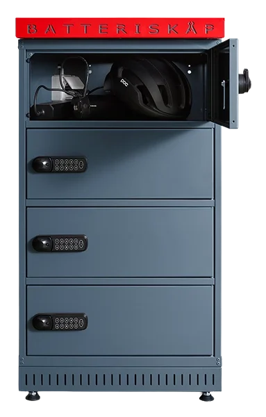 Batteriskåp, utomhusbruk med IP-klassade kodlås,1010x514x455, 4 fack