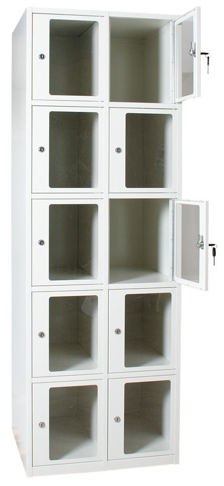 Förvaringsskåp 1750x600x550mm, 2x5 dörrar, plexiglas