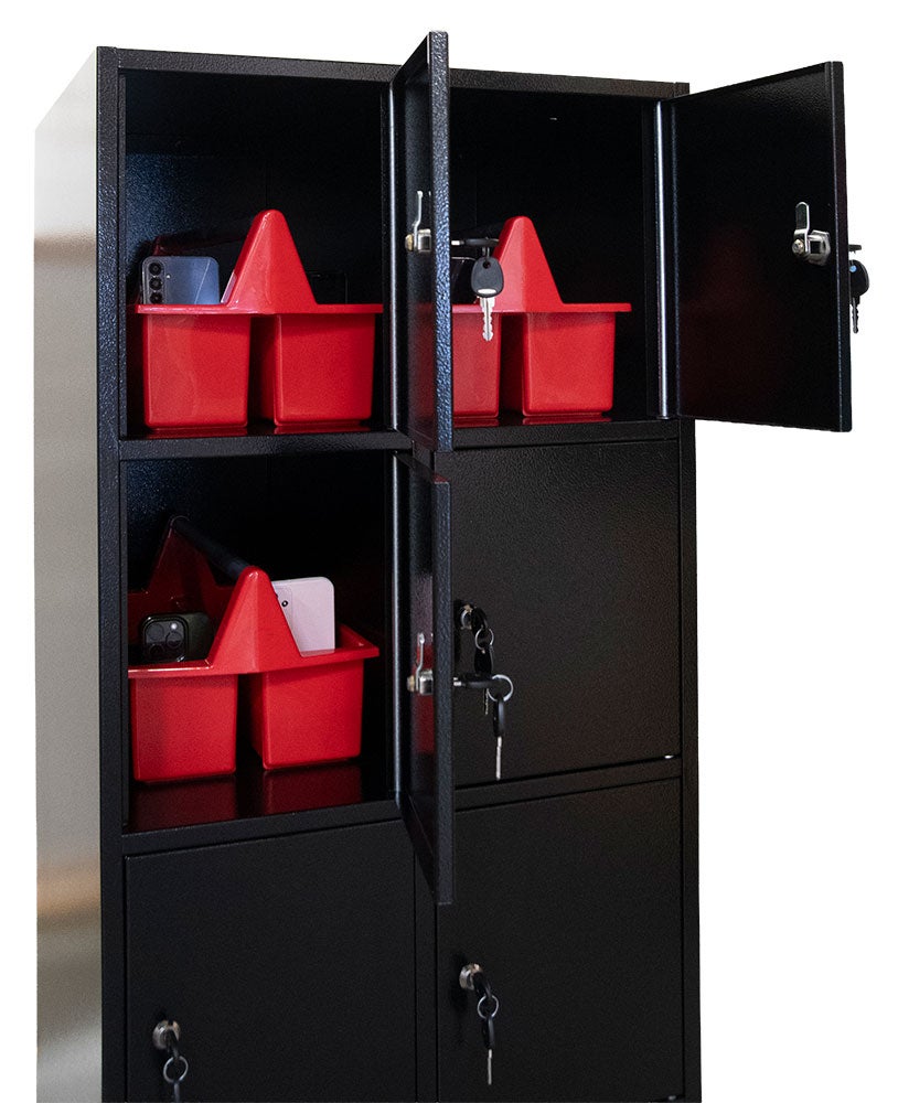 Mobilförvaringsskåp 1750x800x550mm, cyllås, RAL9005, 10st mobillådor