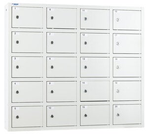Småfacksskåp vägghängt 880x1000x200, 20 fack, cyl.lås