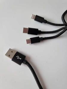 Usb kabel för lightning, micro-usb, usb-c laddning , 1,2 m