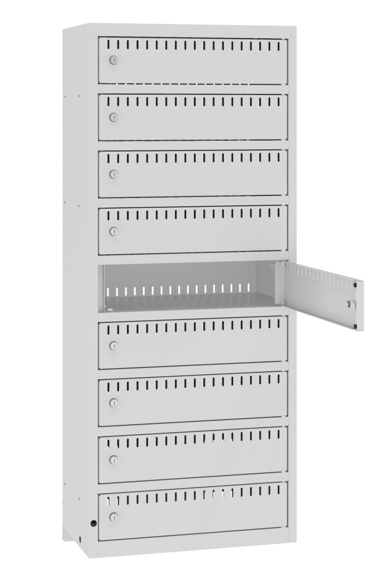 Laddskåp cykelbatterier 9-fack (vägghängd), 1325x550x300mm