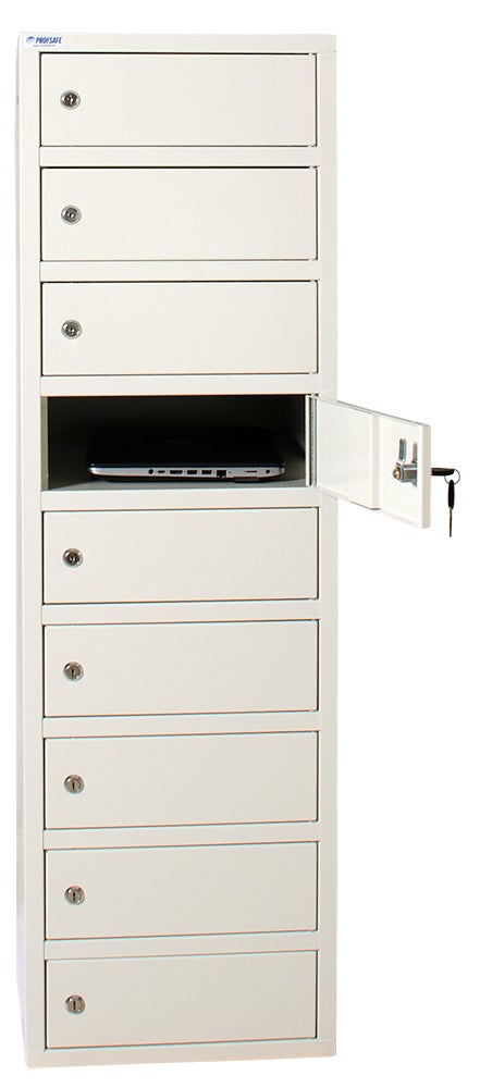 Förvaringsskåp för Laptop, 1327x400x550, 9 fack, cyl.lås