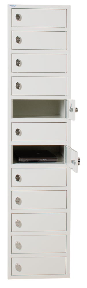 Förvaringsskåp för Laptop, 1750x400x550, 12 fack, cyl.lås