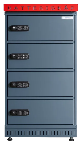 Batteriskåp, utomhusbruk med IP-klassade kodlås,1010x514x455, 4 fack