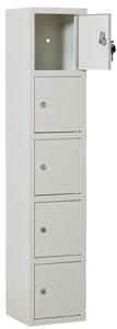 Småfacksskåp 1250x250x250 mm, fem fack, cyllås